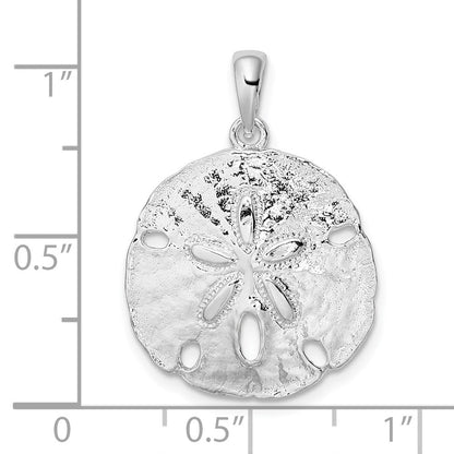 Sterlingsilber De-ani Rhodiniert Poliert Groß Sand Dollar Anhänger