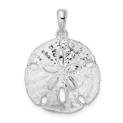 Sterlingsilber De-ani Rhodiniert Poliert Groß Sand Dollar Anhänger