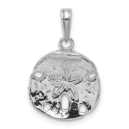 Sterlingsilber De-ani Rhodiniert Poliert Sand Dollar Anhänger