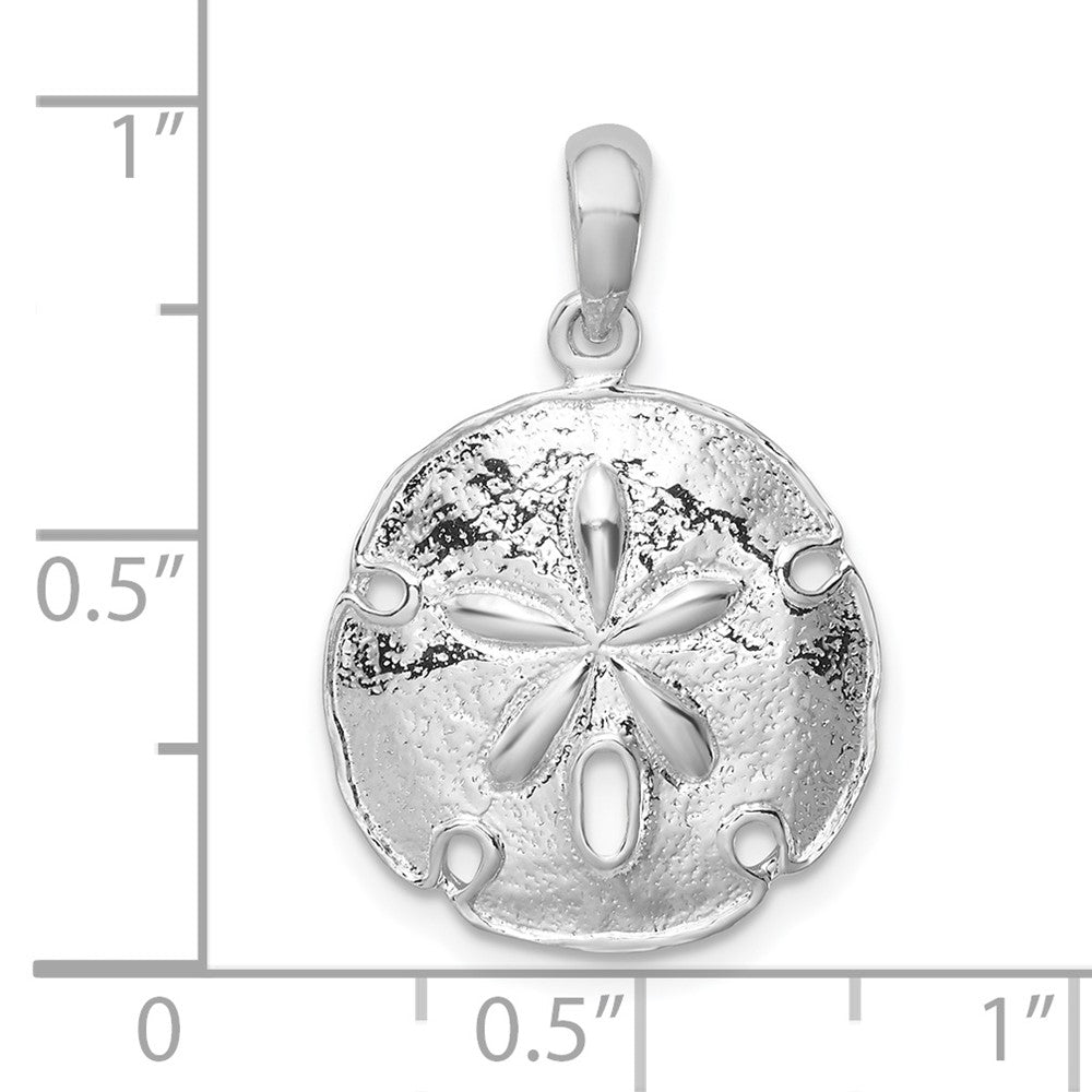 Sterlingsilber De-ani Rhodiniert Poliert Abgeschrägt Sand Dollar Anhänger