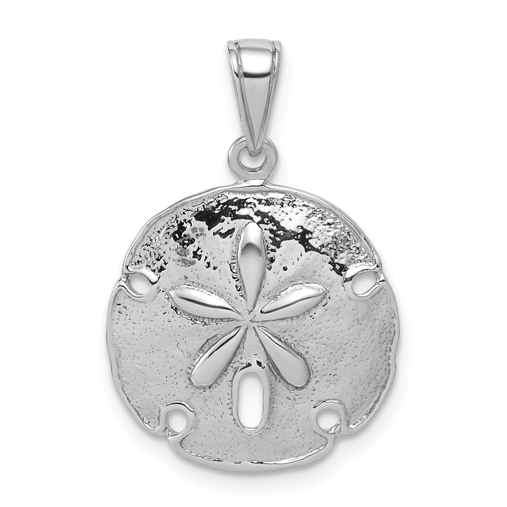 Sterlingsilber De-ani Rhodiniert Poliert Abgeschrägt Sand Dollar Anhänger