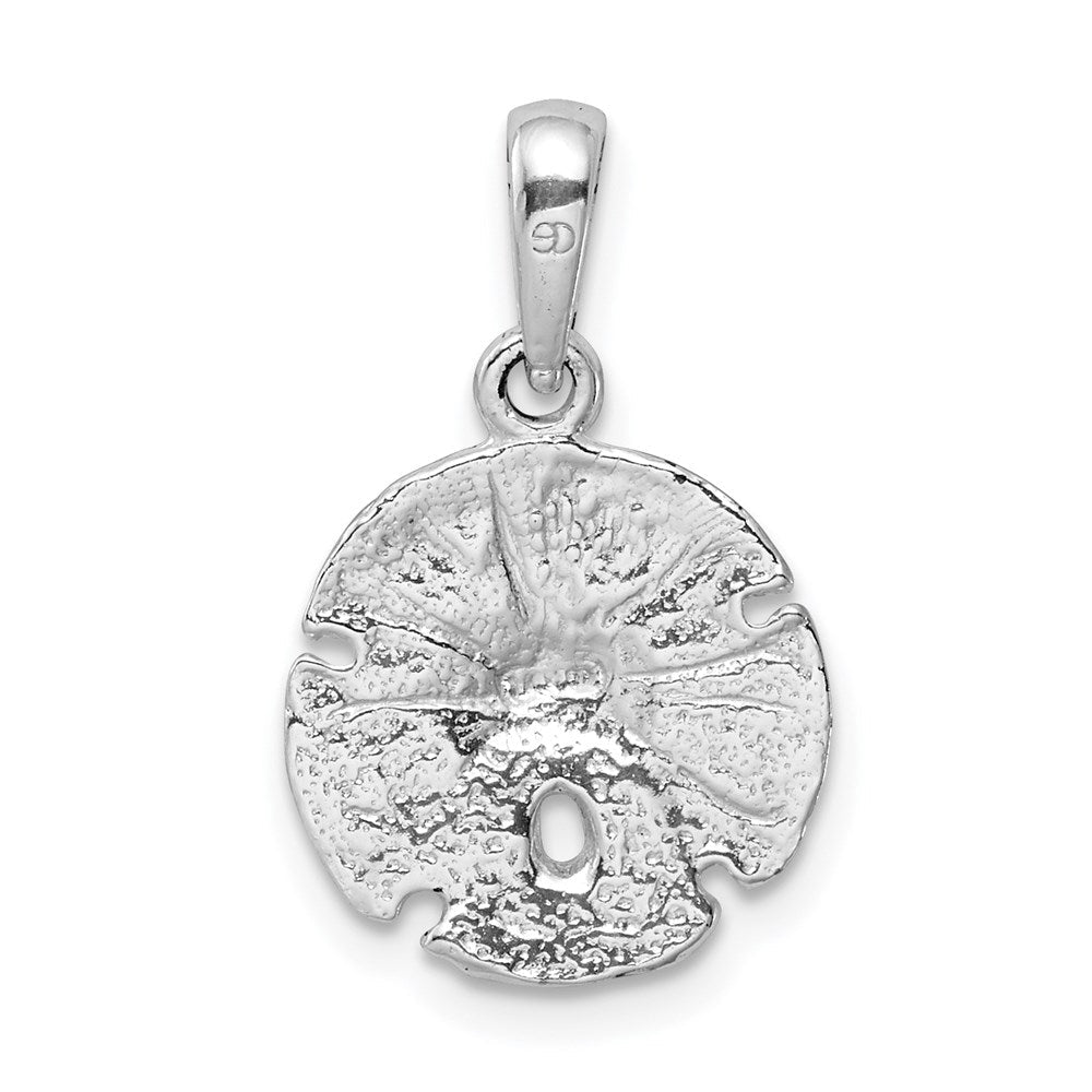 Sterlingsilber De-ani Rhodiniert Poliert und Strukturiert Sand Dollar Anhänger