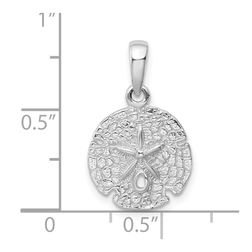 Sterlingsilber De-ani Rhodiniert Poliert und Strukturiert Sand Dollar Anhänger