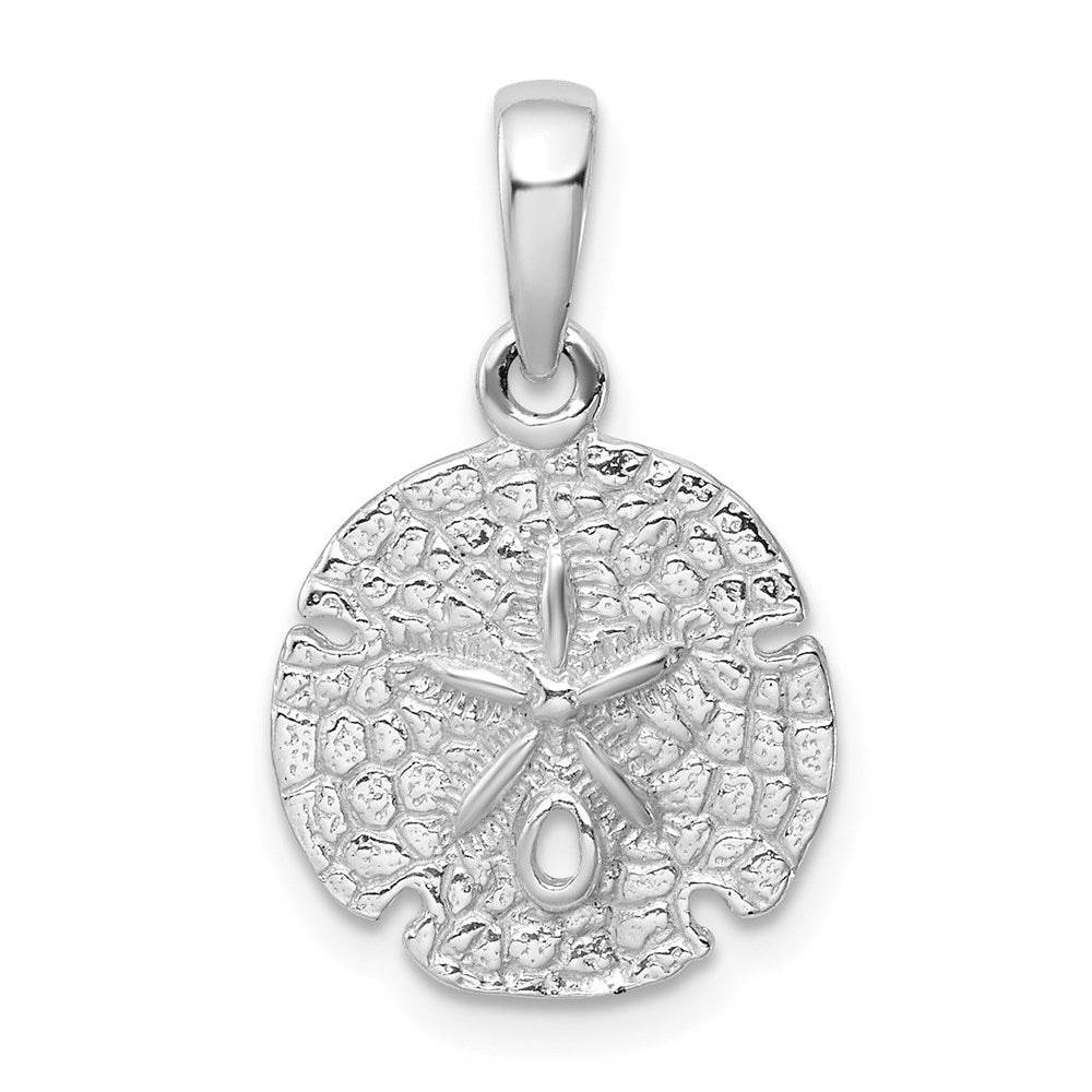 Sterlingsilber De-ani Rhodiniert Poliert und Strukturiert Sand Dollar Anhänger