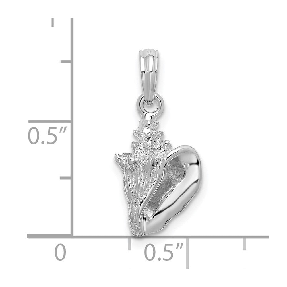 Sterlingsilber De-ani Rhodiniert Poliert 3d Conch Anhänger