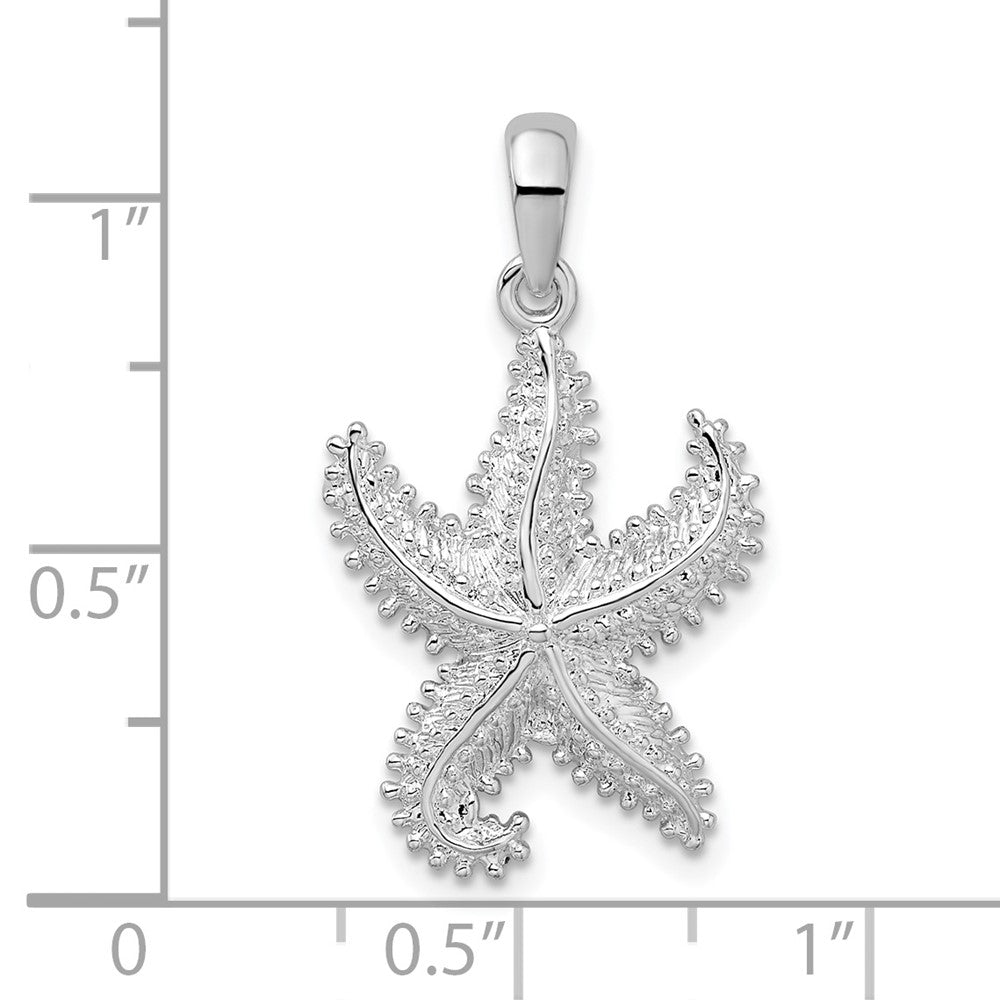 Sterlingsilber De-ani Rhodiniert Poliert Gekugelt Seestern Anhänger