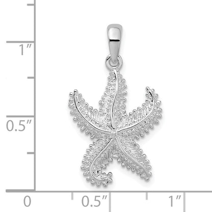 Sterlingsilber De-ani Rhodiniert Poliert Gekugelt Seestern Anhänger