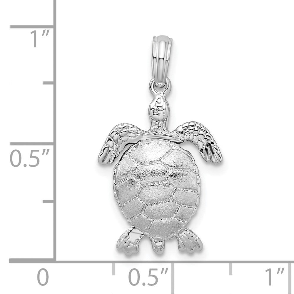 Sterlingsilber De-ani Rhodiniert Poliert 3d Beweglich Meer Schildkröte Anhänger