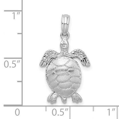 Sterlingsilber De-ani Rhodiniert Poliert 3d Beweglich Meer Schildkröte Anhänger