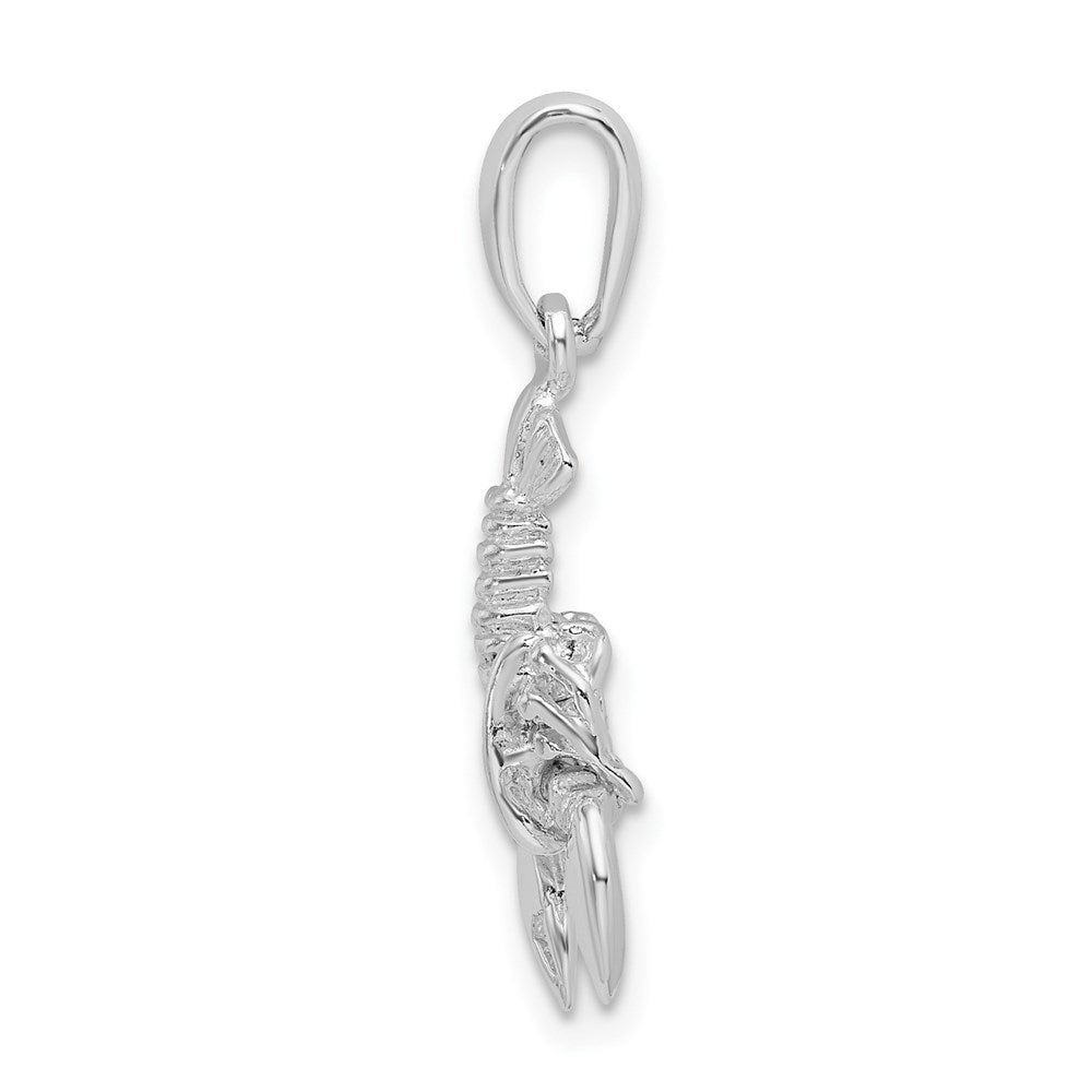 Sterlingsilber De-ani Rhodiniert Poliert 3d Beweglich Karabiner Anhänger