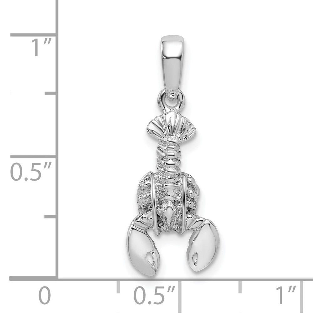 Sterlingsilber De-ani Rhodiniert Poliert 3d Beweglich Karabiner Anhänger