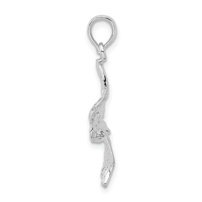 Sterlingsilber De-ani Rhodiniert Poliert 3d Flying Pelican Anhänger