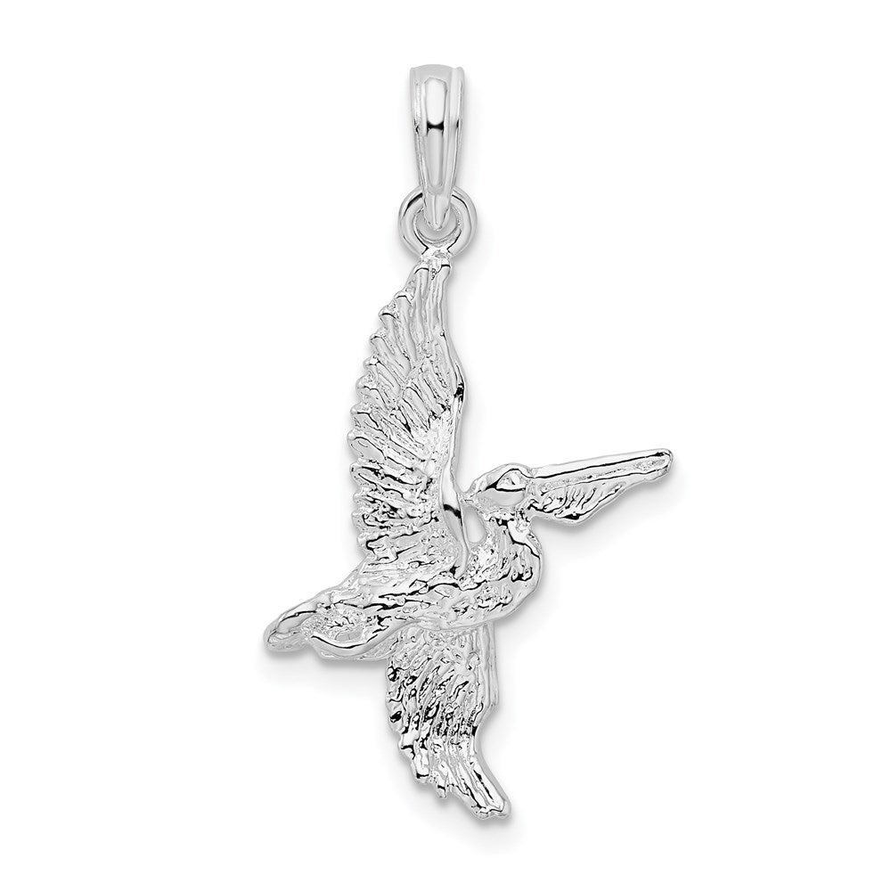 Sterlingsilber De-ani Rhodiniert Poliert 3d Flying Pelican Anhänger