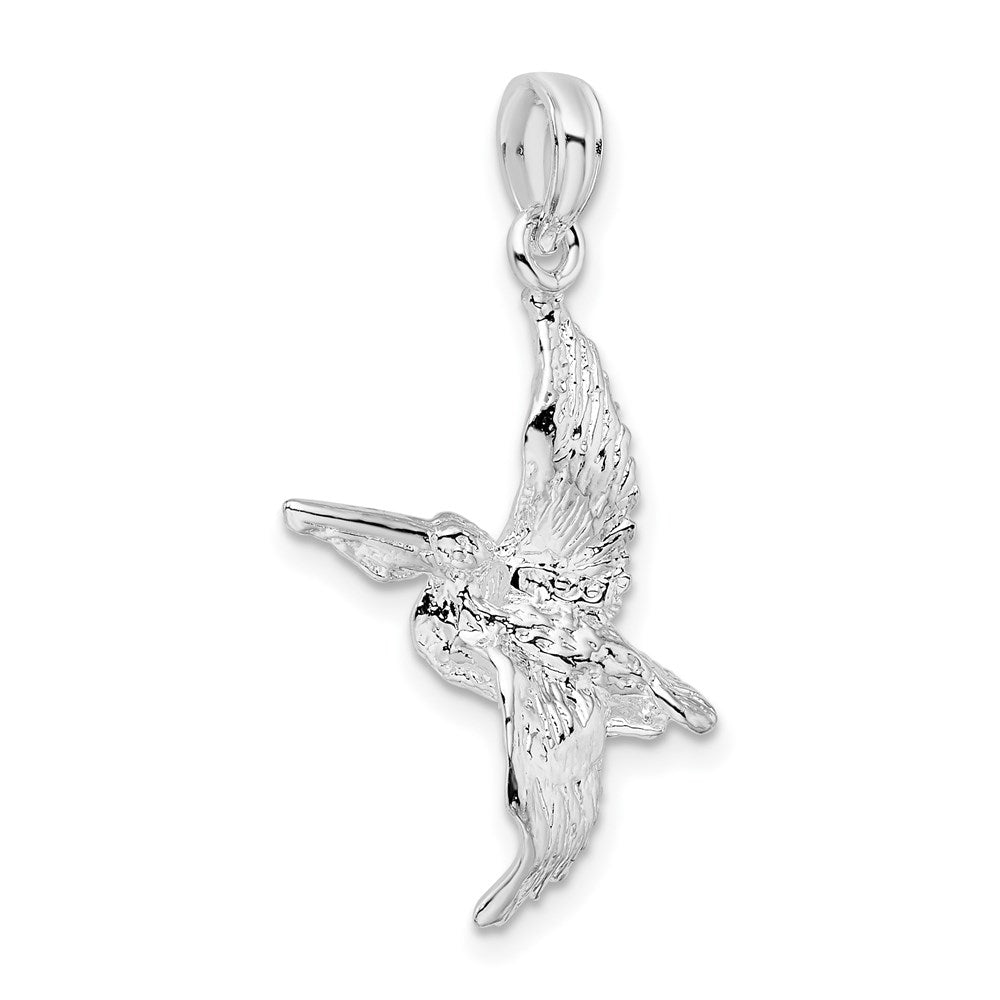 Sterlingsilber De-ani Rhodiniert Poliert 3d Flying Pelican Anhänger