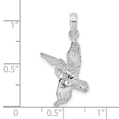 Sterlingsilber De-ani Rhodiniert Poliert 3d Flying Pelican Anhänger