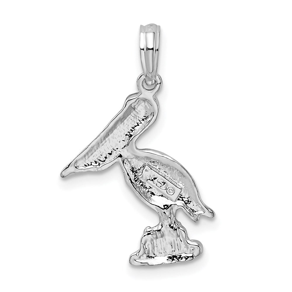 Sterlingsilber De-ani Rhodiniert Poliert Standing Pelican Anhänger
