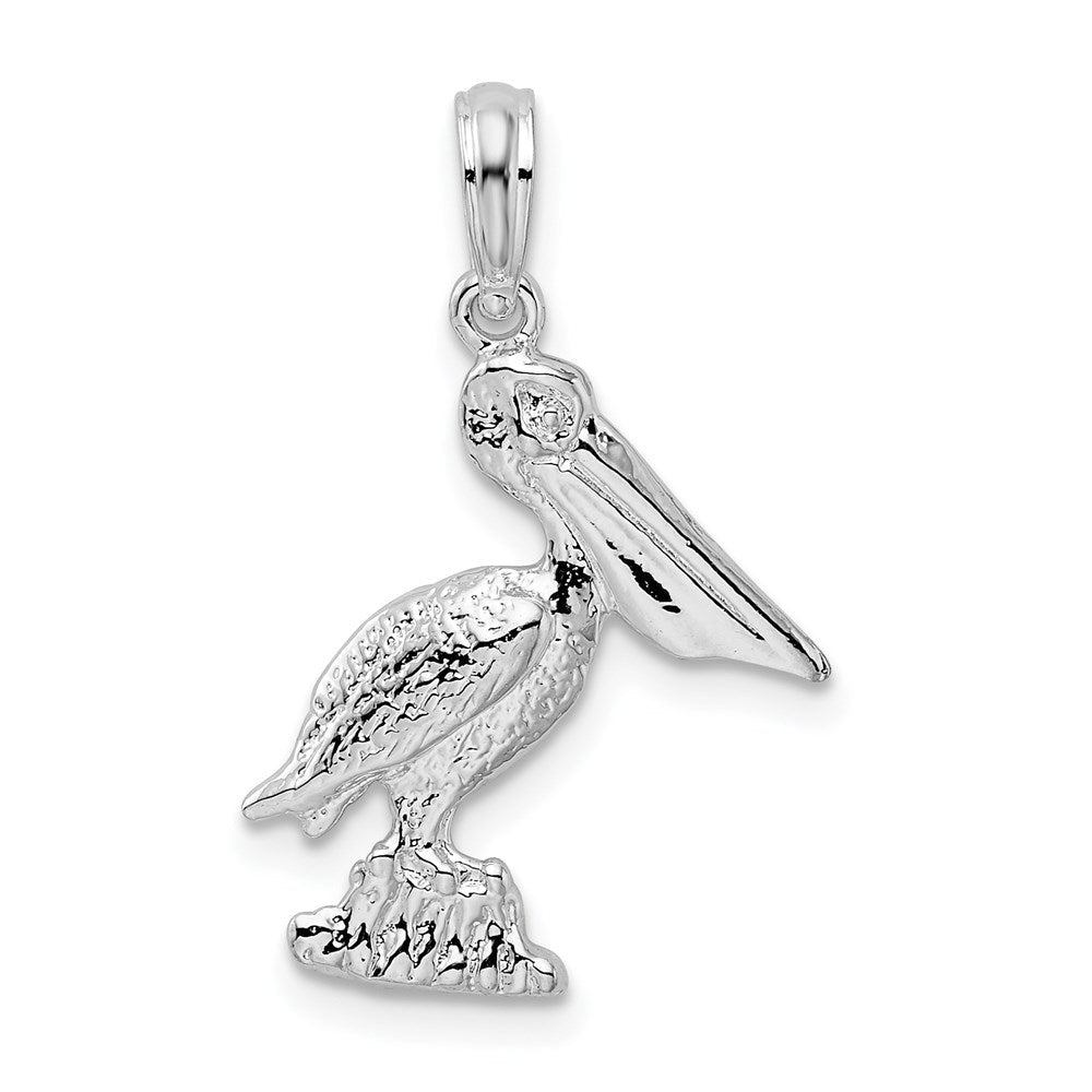 Sterlingsilber De-ani Rhodiniert Poliert Standing Pelican Anhänger