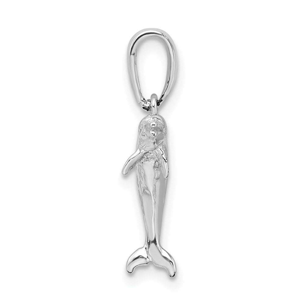 Sterlingsilber De-ani Rhodiniert Poliert 3d Springend Delfin Anhänger