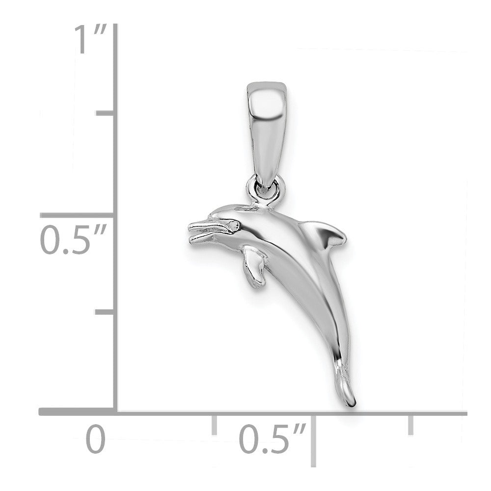 Sterlingsilber De-ani Rhodiniert Poliert 3d Springend Delfin Anhänger