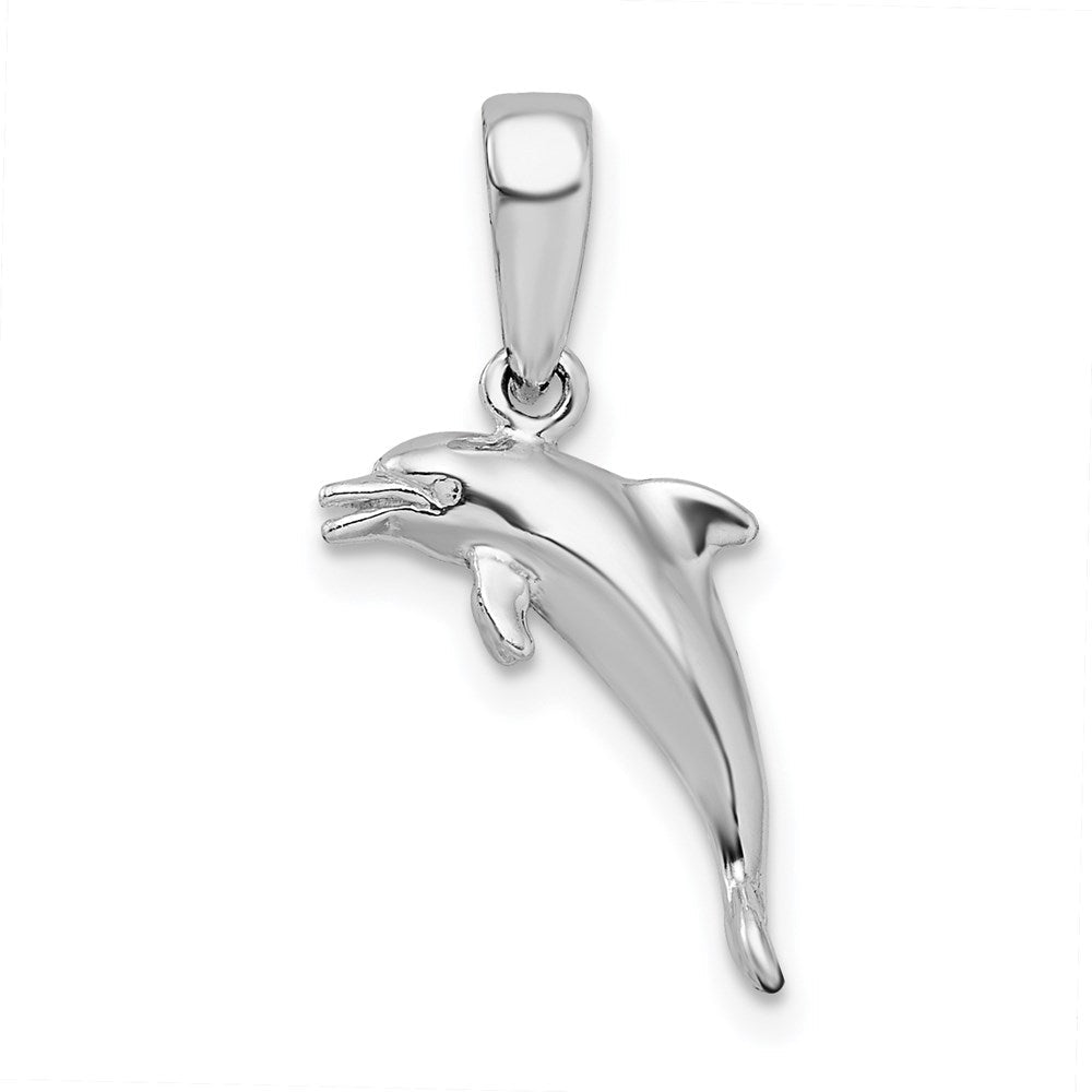 Sterlingsilber De-ani Rhodiniert Poliert 3d Springend Delfin Anhänger