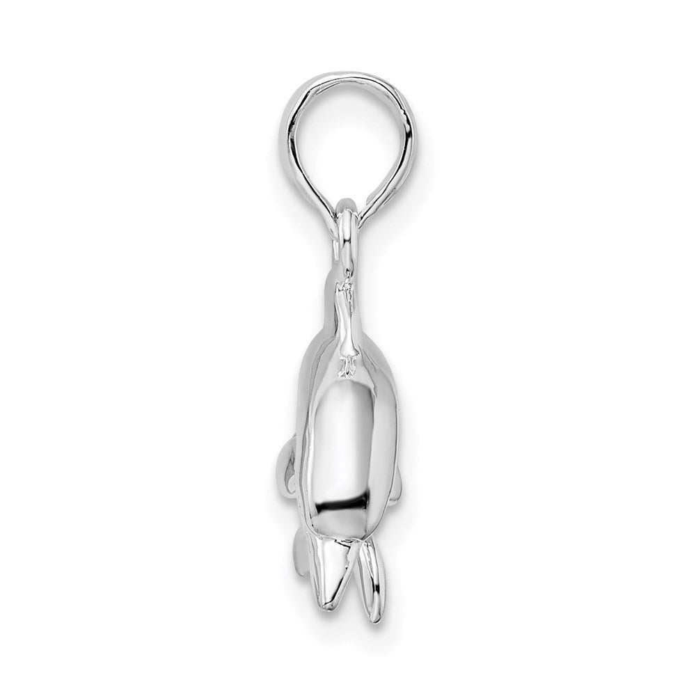 Sterlingsilber De-ani Rhodiniert Poliert 3d Springend Delfin Anhänger