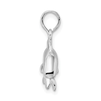 Sterlingsilber De-ani Rhodiniert Poliert 3d Springend Delfin Anhänger