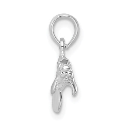 Sterlingsilber De-ani Rhodiniert Poliert 3d Manatee Anhänger