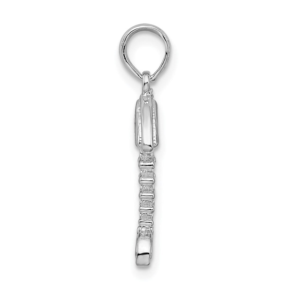 Sterlingsilber De-ani Rhodiniert Poliert 3d Fishbone Anhänger