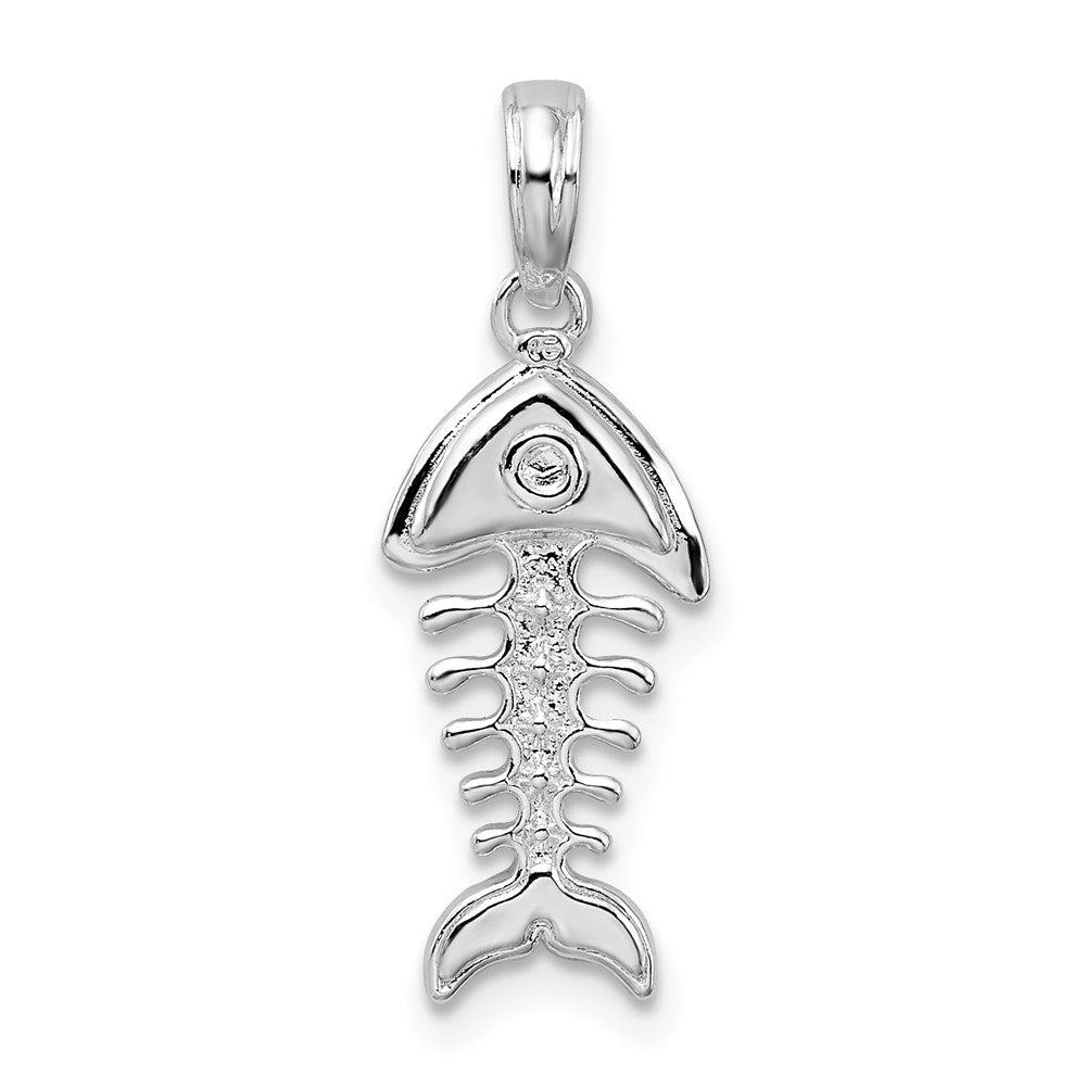 Sterlingsilber De-ani Rhodiniert Poliert 3d Fishbone Anhänger