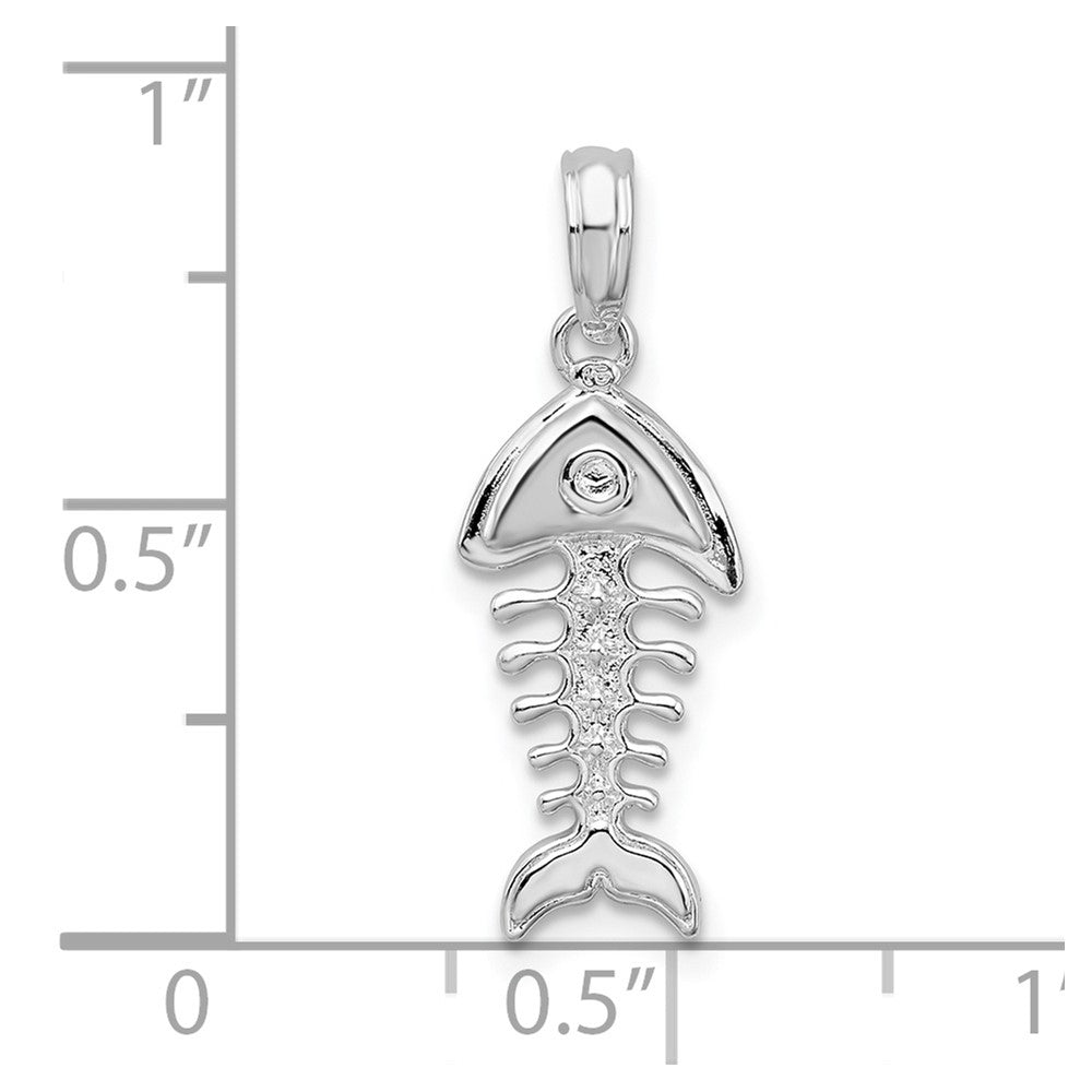 Sterlingsilber De-ani Rhodiniert Poliert 3d Fishbone Anhänger