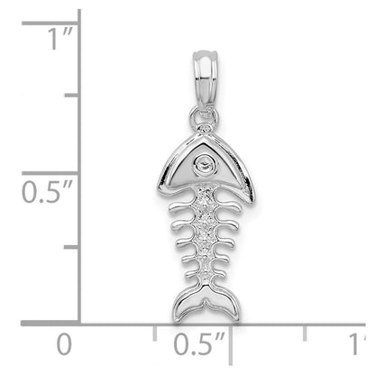 Sterlingsilber De-ani Rhodiniert Poliert 3d Fishbone Anhänger