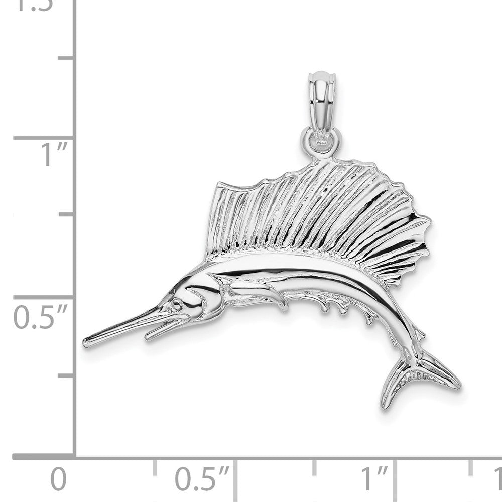 Sterlingsilber De-ani Rhodiniert Poliert Sailfish Anhänger