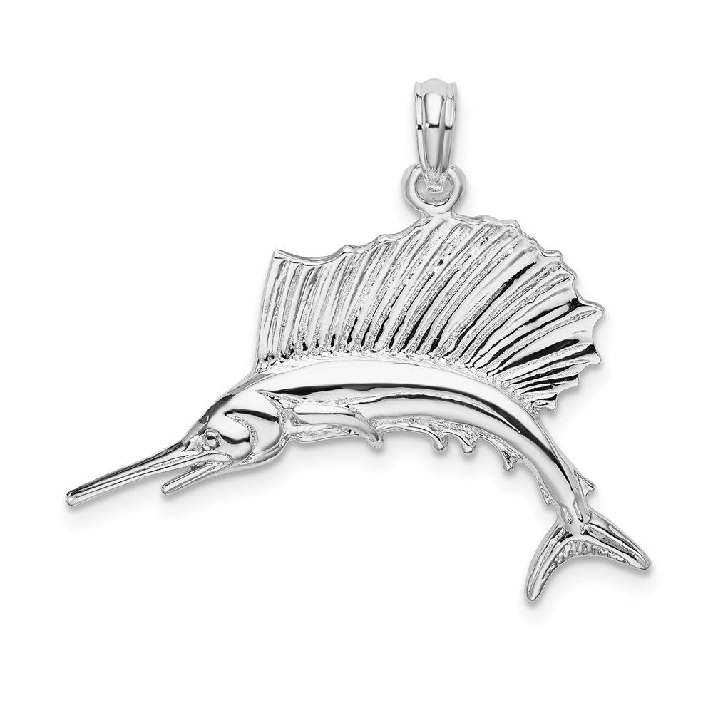 Sterlingsilber De-ani Rhodiniert Poliert Sailfish Anhänger