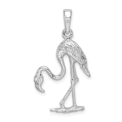 Sterlingsilber De-ani Rhodiniert Poliert 3d Flamingo Anhänger