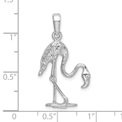 Sterlingsilber De-ani Rhodiniert Poliert 3d Flamingo Anhänger
