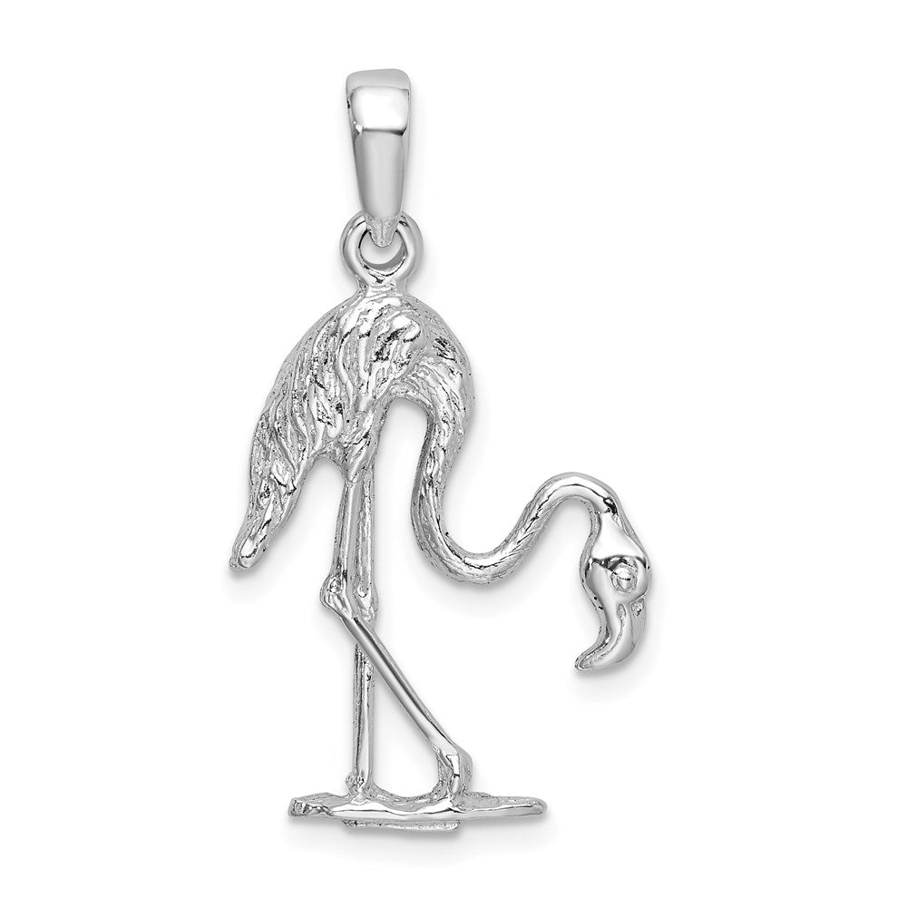 Sterlingsilber De-ani Rhodiniert Poliert 3d Flamingo Anhänger
