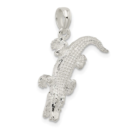 Sterlingsilber De-ani Rhodiniert Poliert 3d Alligator Anhänger