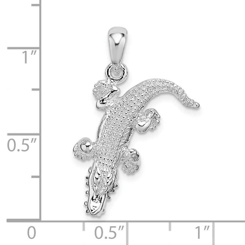 Sterlingsilber De-ani Rhodiniert Poliert 3d Alligator Anhänger