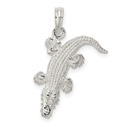 Sterlingsilber De-ani Rhodiniert Poliert 3d Alligator Anhänger