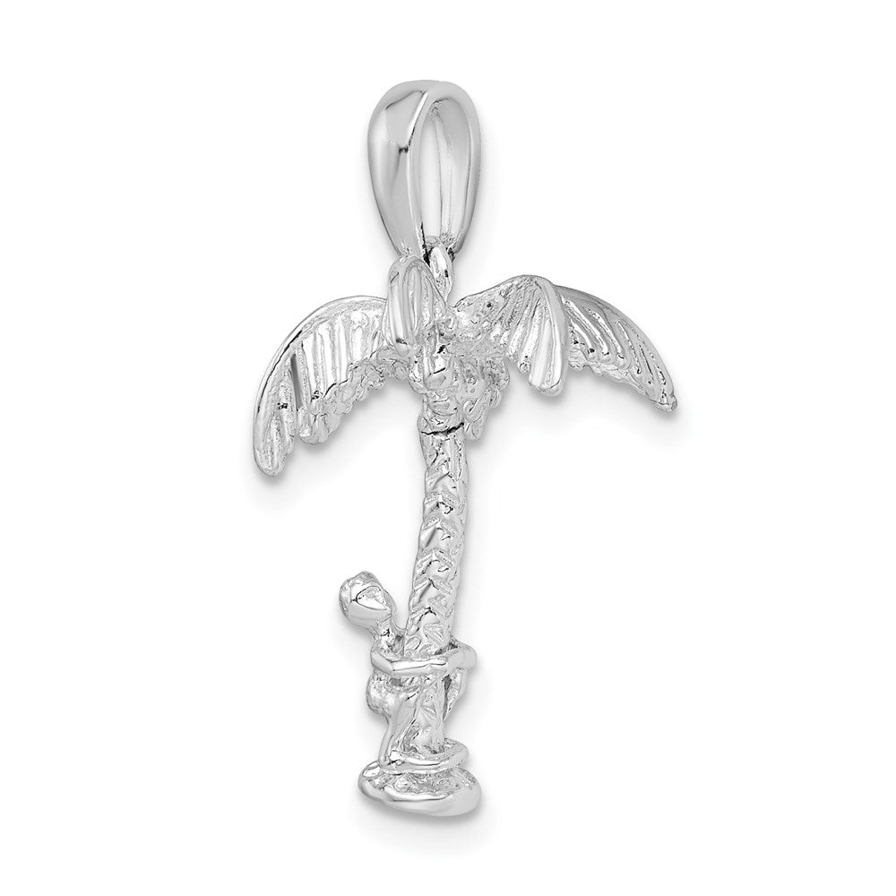 Sterlingsilber De-ani Rhodiniert 3d Palme Baum mit Moving Climber Anhänger