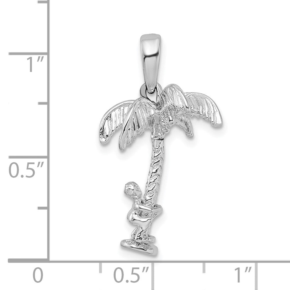 Sterlingsilber De-ani Rhodiniert 3d Palme Baum mit Moving Climber Anhänger