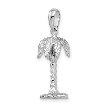 Sterlingsilber De-ani Rhodiniert Poliert und Strukturiert 3d Palme Baum Anhänger