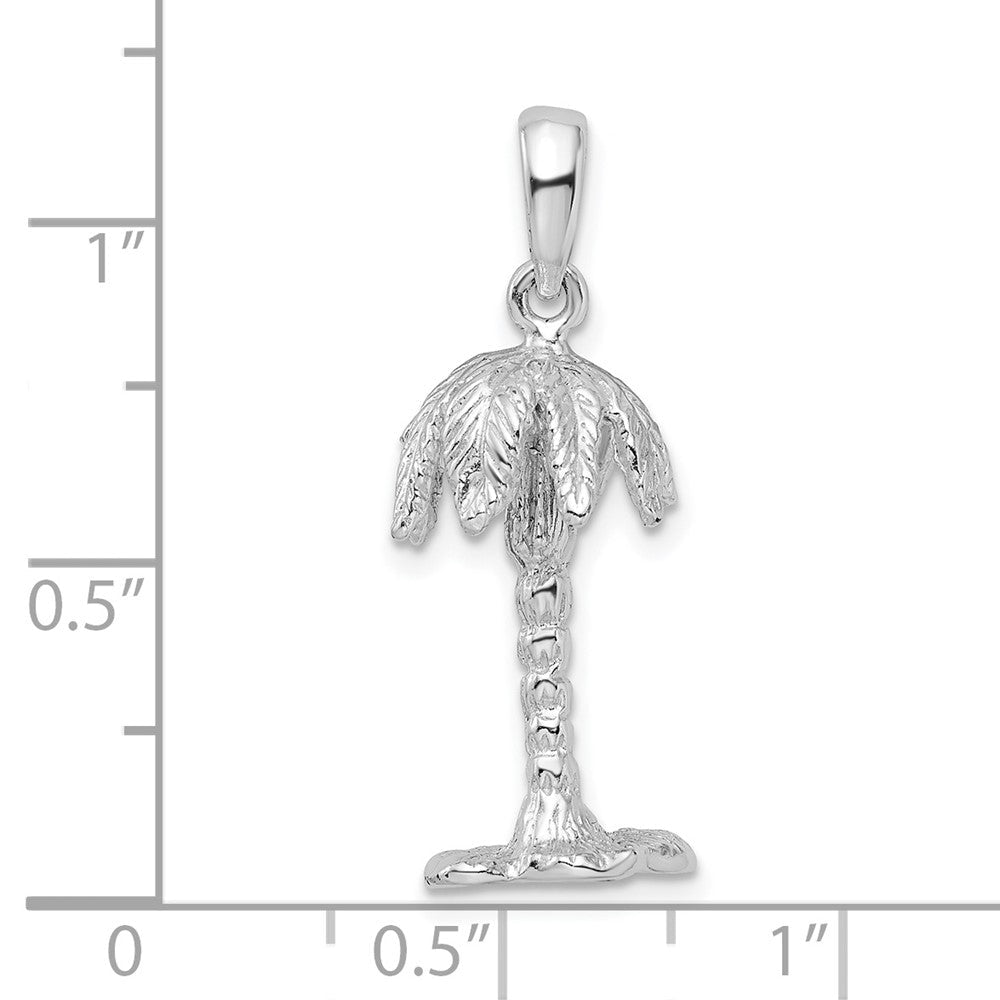 Sterlingsilber De-ani Rhodiniert Poliert und Strukturiert 3d Palme Baum Anhänger