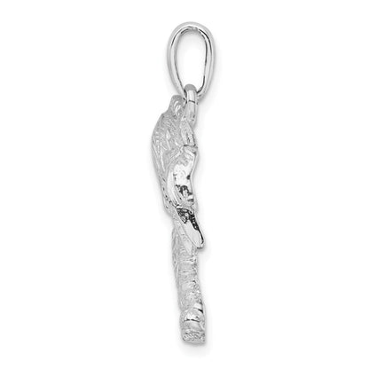 Sterlingsilber De-ani Rhodiniert Poliert Zwei Palme Trees Anhänger