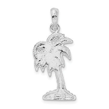 Sterlingsilber De-ani Rhodiniert Poliert Klein Palmetto Baum Anhänger