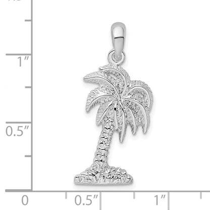 Sterlingsilber De-ani Rhodiniert Poliert Klein Palmetto Baum Anhänger