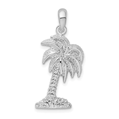 Sterlingsilber De-ani Rhodiniert Poliert Klein Palmetto Baum Anhänger