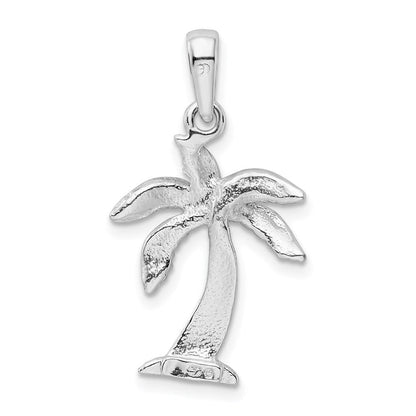 Sterlingsilber De-ani Rhodiniert Palme Baum mit Strukturiert Trunk Anhänger