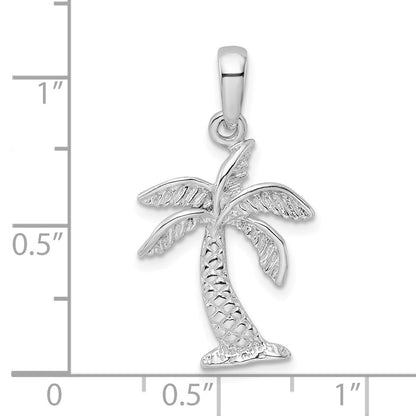 Sterlingsilber De-ani Rhodiniert Palme Baum mit Strukturiert Trunk Anhänger