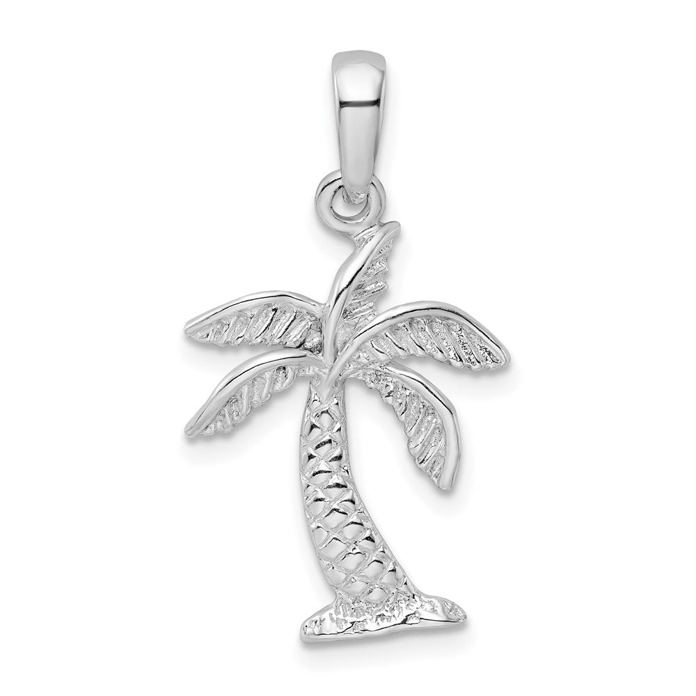 Sterlingsilber De-ani Rhodiniert Palme Baum mit Strukturiert Trunk Anhänger